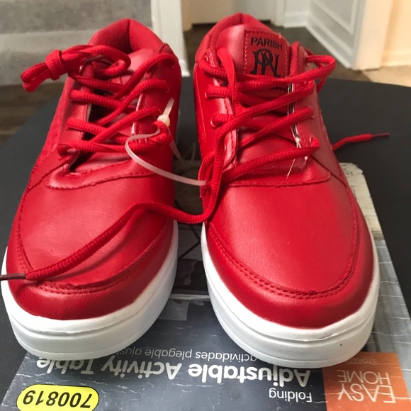 RED PARISH NATION MEN’S SNEAKERS. COMFORTABLE CASUAL WEAR. SIZE: 7.5. LIKE NEW - Picture 4 of 8